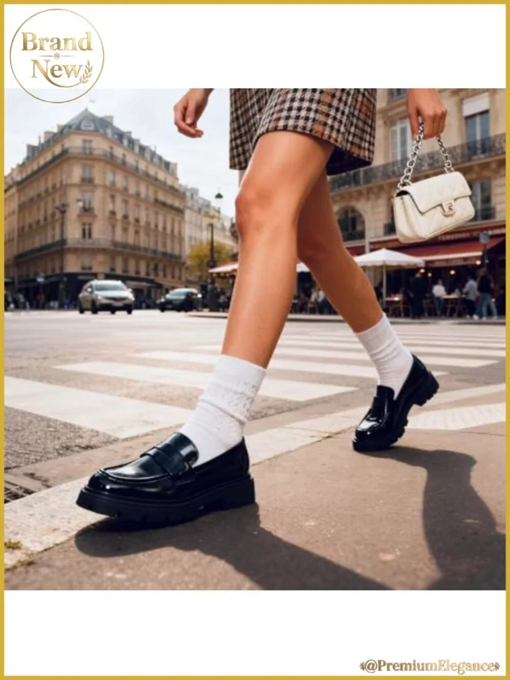 Chunky Platform Penny Loafers Patent PU Slip-On Work Office Shoes